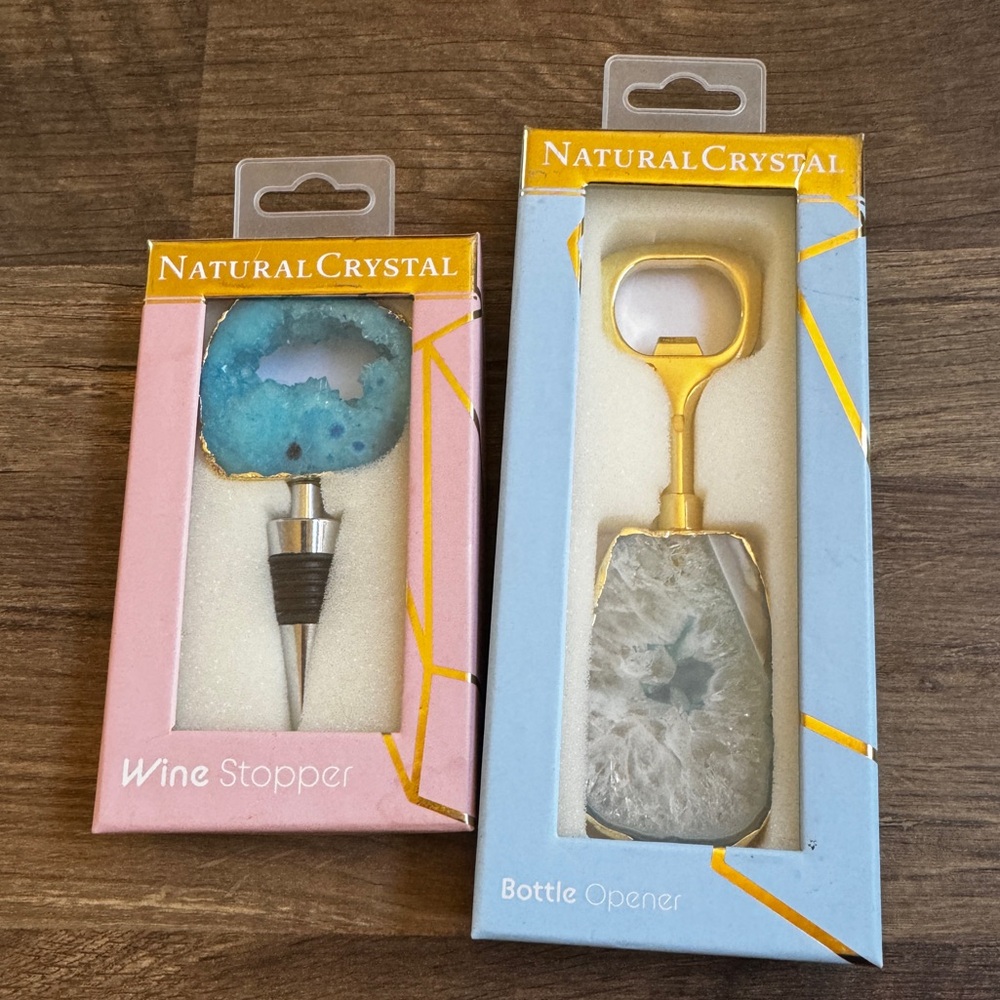 Crystal bottle stopper and wine opener